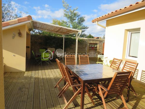 Dpt LANDES (40), à saisir ce plain-pied situé centre ville d' Aire sur Adour au calme sur un Terrain clos et arboré de 760 m² 

Exceptionnel , cette jolie maison contemporaine et lumineuse  de Décembre 2020 vous offre :  
Bel espace de vie très lumineux donnant sur sa grande terrasse et cuisine d'été avec four à pain orientées sud, une cuisine entièrement équipée, 3 chambres, 1 salle d'eau avec douche Italienne, un cellier et  2 WC. Un garage attenant complète ce lot.

Coté technique, tout y est avec des prestations haut de gamme : une PAC réversible (pompe à chaleur) Aqua Air avec production d'eau chaude avec réglage individuel de température des pièces, des baies vitrées à galandage, volets roulants électriques à commande centralisée, porte de garage et portail à commandes électriques, visiophone, VMC, adoucisseur d'eau et assainissement collectif. Fibre en place.

Tout cela gratifié d'un excellent DPE avec la lettre A.
Ce plain pied RT 2012 est encore sous garantie décennale jusqu' à Décembre 2030 pour un achat en toute tranquillité.

Beau terrain clos, plat et arboré avec des arbres fruitiers, jardin et un forage pour l'arrosage automatique.

Océan / montagne à 1H15 minutes de route…

Si vous rêvez d'un bien exceptionnel sous garantie décennale au calme pour poser vos valises, c'est incontestablement ici...
 A visiter sans tarder, Affaire à saisir pour ce bien exceptionnel à prix canon et rare sur le marché……

Contactez Frédéric pour vous organiser une visite.