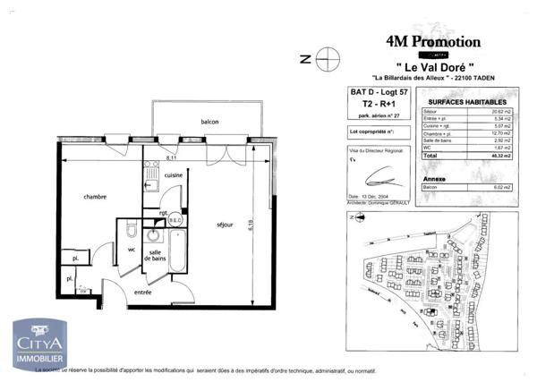 Appartement à louer 2 pièces 48.32m²