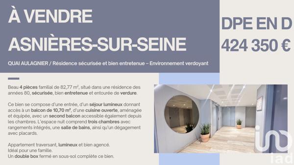Appartement à vendre 4 pièces 83 m² Asnières-sur-Seine