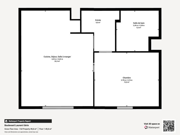 Appartement 2 pièces - 44 m² Exclusivité efficity
