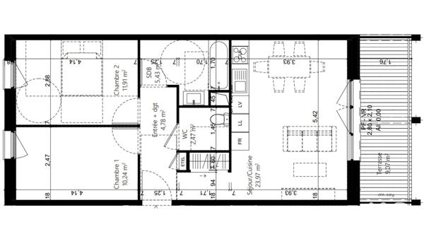 Appartement à vendre 3 pièces 59 m² Beaumont