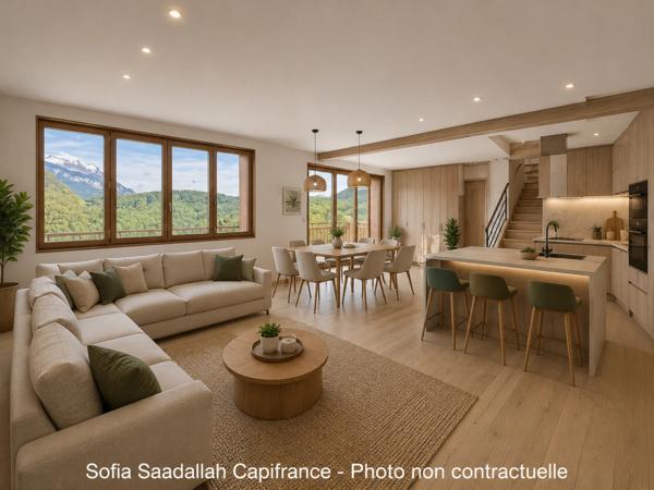 Appartement T4 duplex en plateau dans résidence entièrement rénovée – Vue Mont-Blanc – Dernier étage