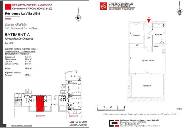 Appartement F2 à vendre  2 pièces - 38,69 m 2   ARCACHON  - 33