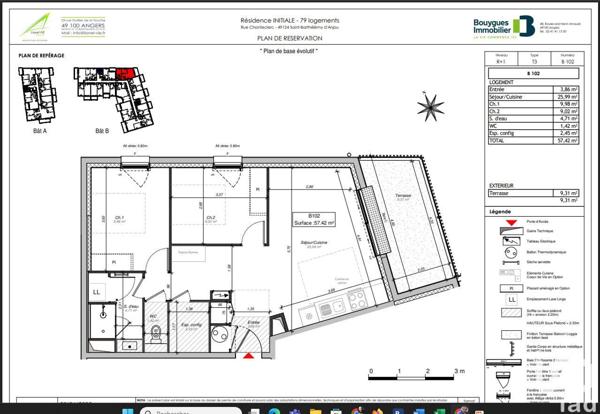 Appartement à vendre 3 pièces 57 m² Saint-Barthélemy-d'Anjou