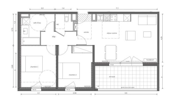 Appartement à vendre    3 pièces • 61,42 m2 Marseillan