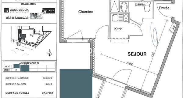 À vendre Studio 20 m² - Thonon-les-bains 74200