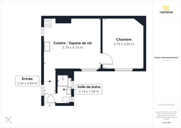 Appartement 2 pièces de 31 m² avec cave - Rue des Apennins, Paris 17ème