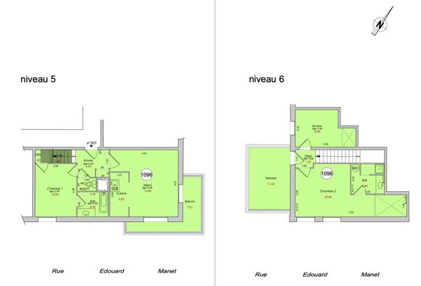 Asnières-sur-Seine (92600) Asnières-sur-Seine : DUPLEX DERNIER ETAGE AVEC TERRASSE sans vis-à-vis, plein sud, trois chambres.
