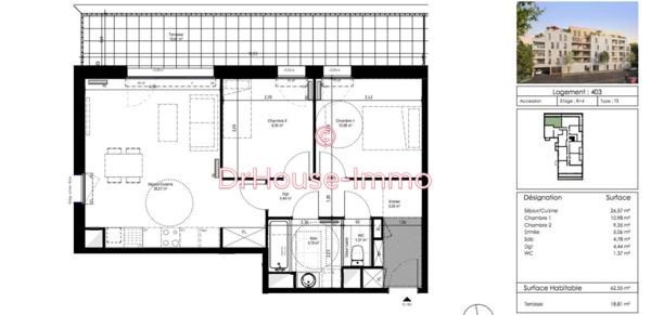 Appartement à vendre 3 pièces de 62 m²