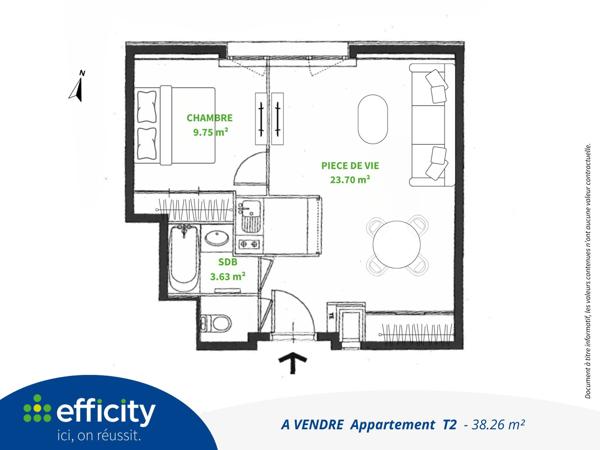 Appartement 2 pièces - 38 m²