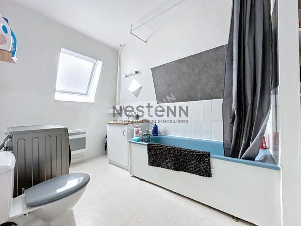 Immeuble de deux appartements et un commerce en plein bourg du Lion d'Angers, composé de deux T3