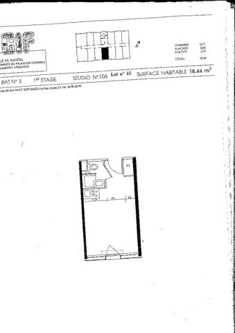 Appartement T1 NANTES Champ de Mars - 18.44 m2  460 Euros