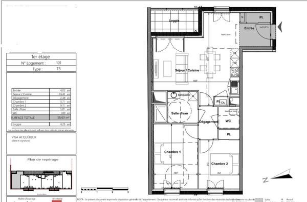 Très bel appartement de type 3 idéalement situé dans le centre ville de Saint Nazaire