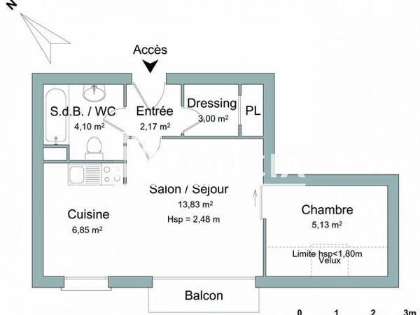 Location Studio 35.08 m² - KERDREZEC I Quimper 29000