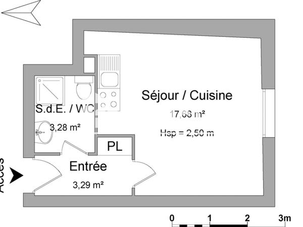 Location Studio 24.25 m² - 5 RUE DU TEMPLE Limoges 87000