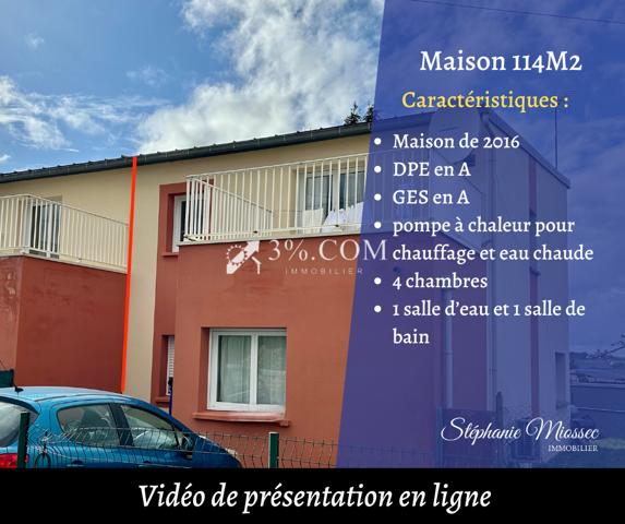 Maison contemporaine de 2016 - 114m2 habitable - 4 chambres - DPE A Ploufragan (22440)