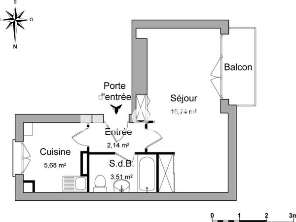 Location Studio 28.07 m² - RESIDENCE BRIAND 1 Dijon 21000