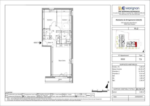 Appartement 3 pièces                                        - 44600 Saint-Nazaire Réf : 3670