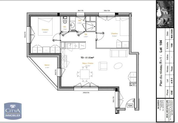 Appartement à louer 3 pièces 61.65m² Rouen (76000)