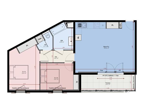 Appartement à vendre 3 pièces 63 m² Lunel