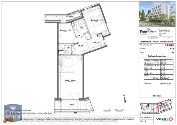 Appartement à louer 3 pièces 66.63m²