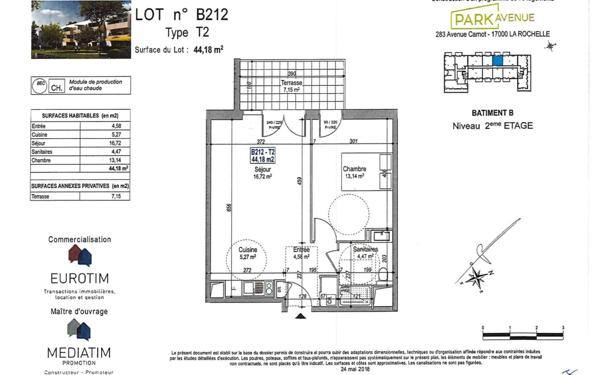 Appartement à louer    2 pièces • 44,18 m2 La Rochelle