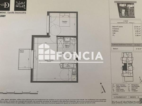 Location Appartement 2 pièces 43.25 m² - 124 RUE CAMILLE DESMOULINS Amiens 80000