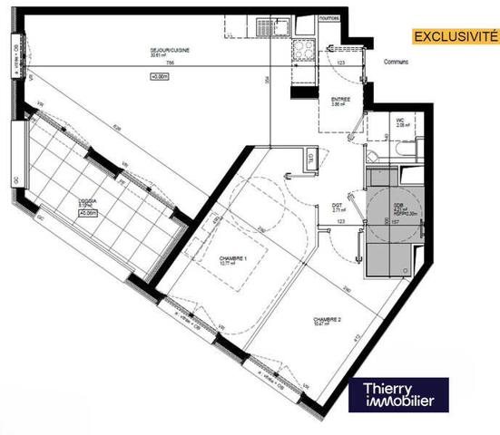 Appartement 3 pièces                                        - 44000 Nantes - Gare Sud - Malakoff Réf : 130349