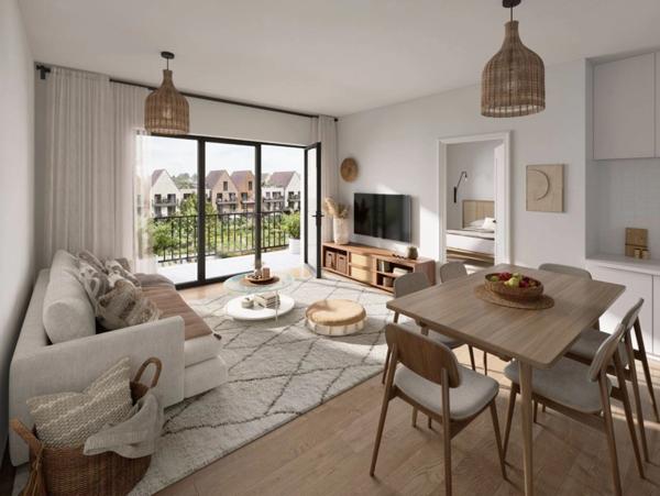 appartement T3 neuf à vendre CABOURG 14. Surface 65.58 m2 + terrasse/balcon/jardin 45.55 m2 + 1 park couvert