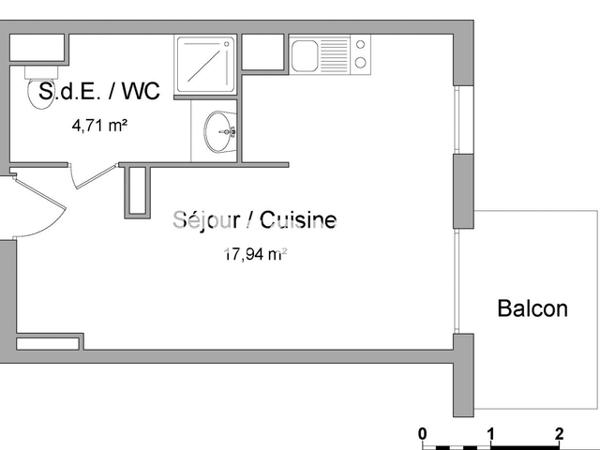 Location Studio 22.65 m² - 2 RUE VIRGINIE MAUVAIS Nancy 54000
