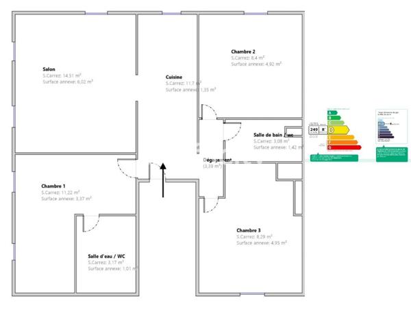 Appartement 4 pièces - 87 m² Exclusivité efficity