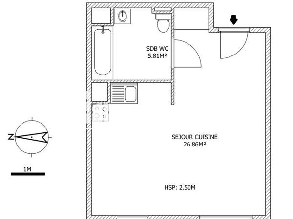Location Studio 32.67 m² - RUE BEAUMARCHAIS Arras 62000