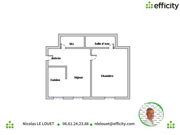 Appartement 2 pièces - 29 m² Exclusivité efficity