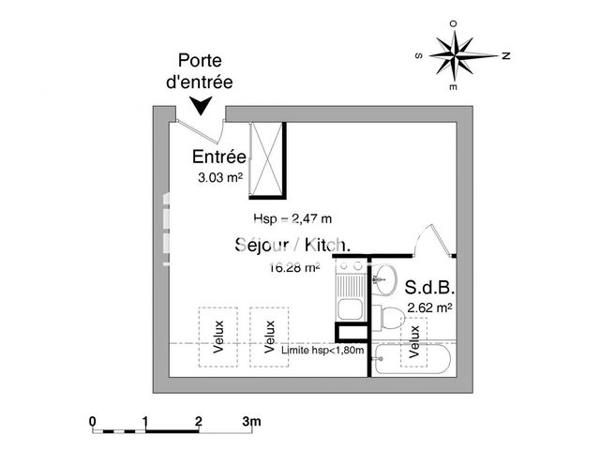 Location Studio 21.93 m² - 10 RUE PAUL ELUARD Pau 64000