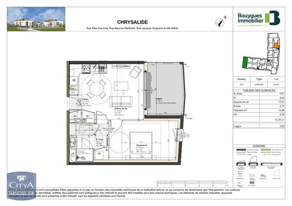 Appartement à louer 2 pièces 41.48m² Avrillé (49240)