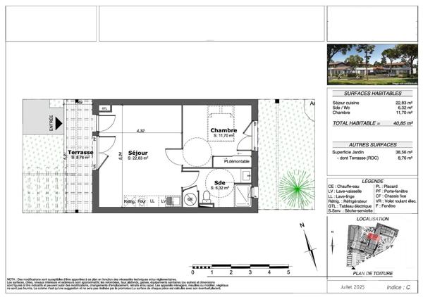 Appartement T2 à vendre  2 pièces - 40,85 m 2   SANGUINET  - 40