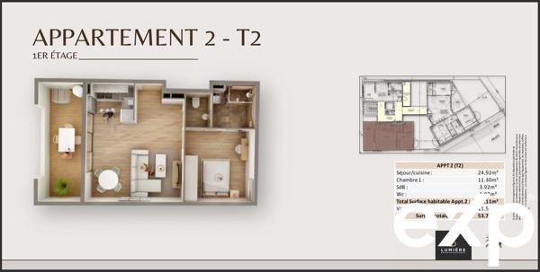 SAINT-DENIS / APPARTEMENT T2 NEUF / STANDING