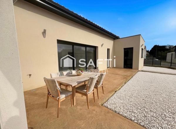 VILLA T4 114m2, 3 FACES, PLAIN PIED AVEC JARDIN 367m2 et GARAGE