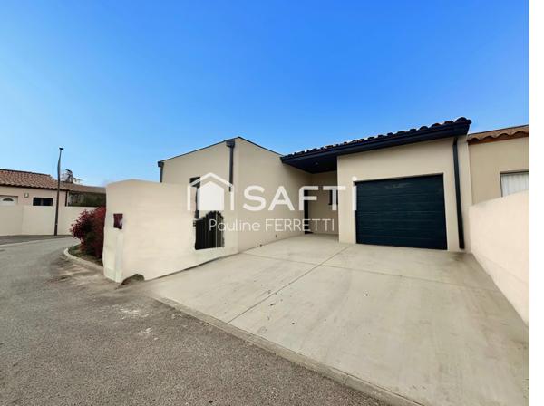 VILLA T4 114m2, 3 FACES, PLAIN PIED AVEC JARDIN 367m2 et GARAGE