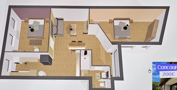 Appartement 3 pièce(s) 2 chambre(s) 77 m²