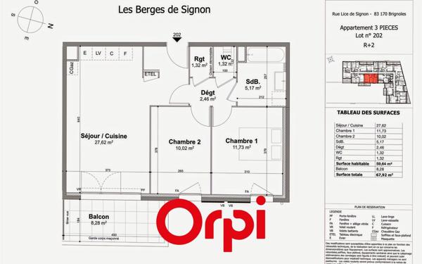 Appartement à vendre    3 pièces • 59,64 m2 Brignoles