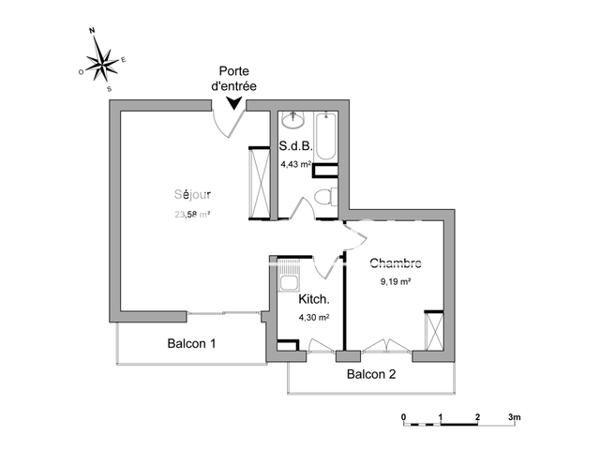 Location Appartement 2 pièces 41.5 m² - 69 AVENUE DE BIARRITZ Anglet 64600