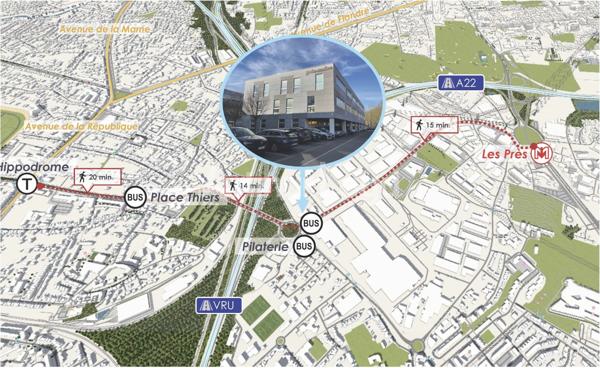 Bureaux à louer avec parkings à Marcq-en-Baroeul dans la zone de la Pilaterie