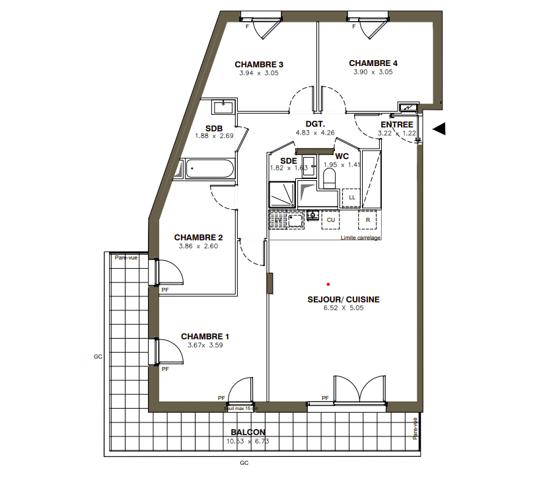 Appartement prestations de standing Ville D Avray 5 pièce(s) 102.53 m2 Prix 914 300  Frais de notaire réduits