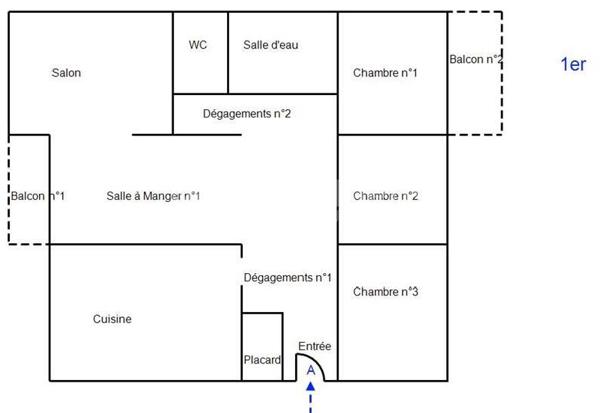 Appartement T5, balcons, parking privatif