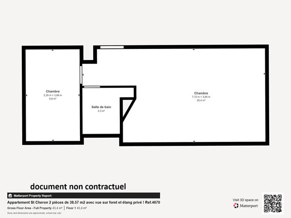 Appartement St Cheron 2 pièces de 38.57 m2 avec vue sur foret et étang privé !
