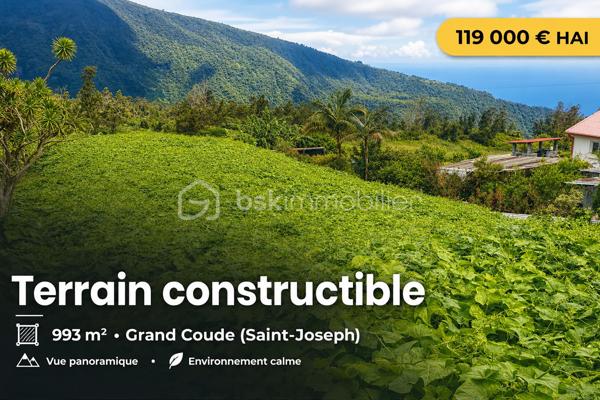 Vous rêvez de construire la maison de vos rêves dans un cadre idyllique ? Ne cherchez plus ! Je vous propos ce terrain constructible exceptionnel de 993 m² sur Grand Coude à Saint-Joseph, offrant une vue imprenable sur la nature environnante.

Caractéristiques du Terrain :
Superficie : 993 m²
Zone : U5vi (R+combles)
Emprise au sol des constructions limitée à 40%

Hauteur maximale des constructions :
5 mètres à l’égout
8 mètres au faîtage

Un emplacement stratégique pour ce Terrain Constructible de 993 m² sur Grand Coude avec une vue panoramique sur les environs dans un environnement calme et préservé.

Localisation :
Le terrain est situé dans le charmant village de Grand Coude à Saint-Joseph, offrant un équilibre parfait entre tranquillité et proximité des commodités. Vous serez à quelques minutes des commerces locaux, des écoles et des principaux axes routiers.

Possibilités de Construction :
Ce terrain offre une toile vierge pour concrétiser vos projets immobiliers. En Zone U5vi avec une emprise au sol limitée à 40%, assurant une intégration harmonieuse dans le paysage avec une vue à couper le souffle.

Investissement Idéal :
Que vous souhaitiez construire votre résidence principale, une maison de vacances ou un investissement locatif, ce terrain à Grand Coude représente une opportunité rare sur le marché.

Pour plus d'informations ou pour organiser une visite, contactez-moi dès maintenant !

Ne ratez pas cette chance unique de construire la vie que vous avez toujours imaginée.
