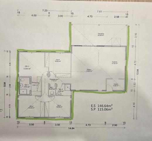 Villa T5 récente sur 1000m2 à Saint-Francois