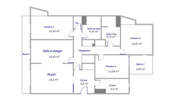 Appartement F5 à vendre  5 pièces - 110,86 m2 COLOMBES - 92