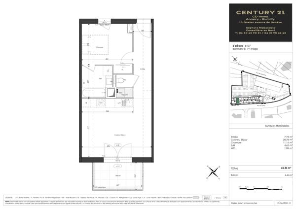 Appartement T2 à vendre  2 pièces - 45,34 m 2   FAVERGES SEYTHENEX  - 74